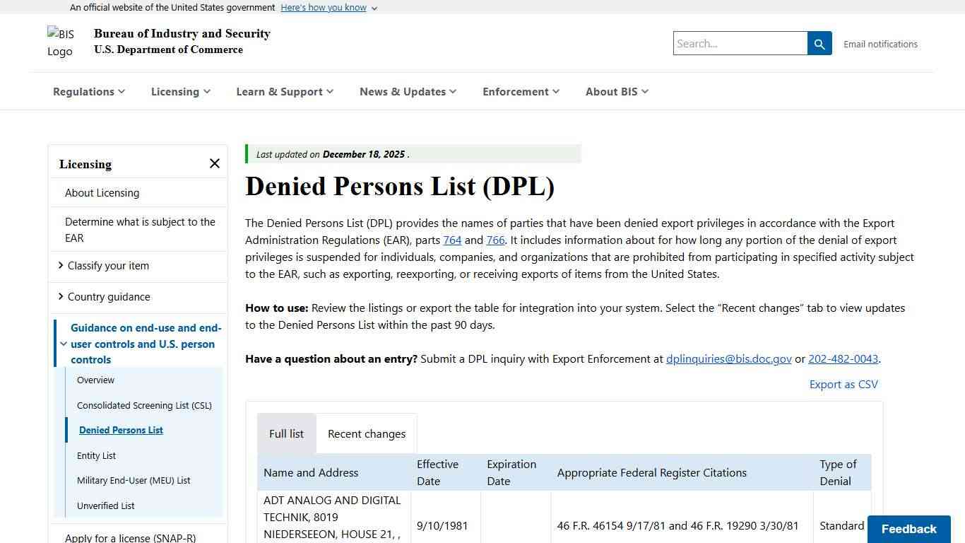 Licensing | Bureau of Industry and Security