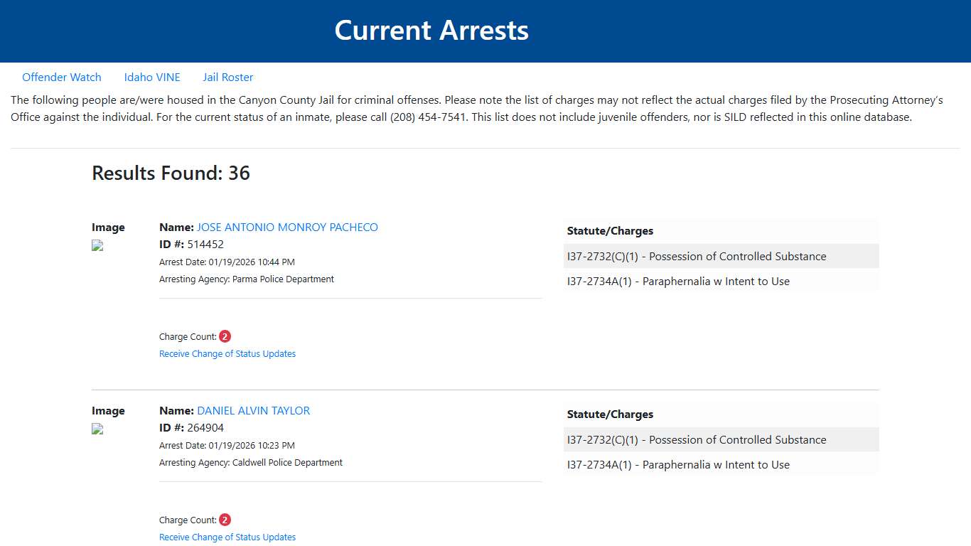 Current Arrests